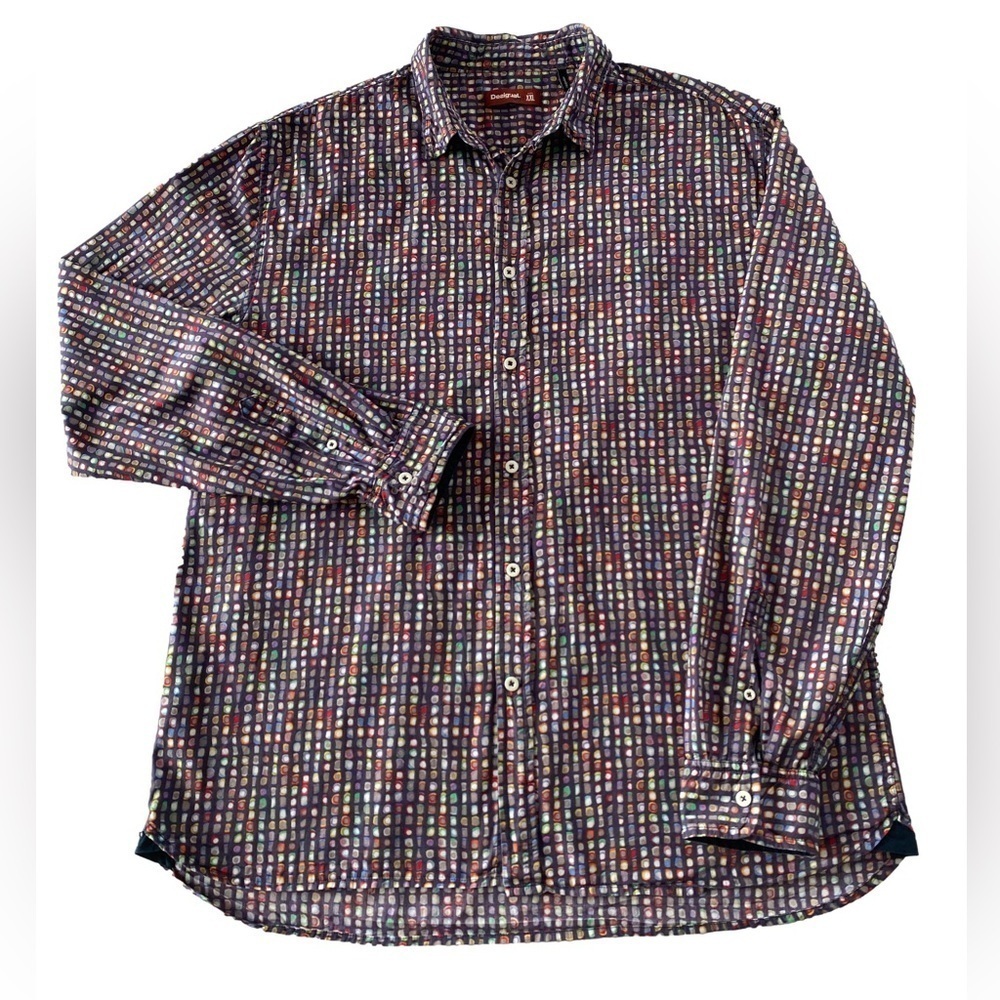 Desigual button down casual spotted shirt with embroidered back Desigual detail.